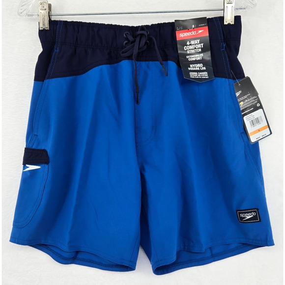 Speedo Mens Swim Trunks Blue Size Small Marina Flex Volley 17" Pocket NWT - Picture 1 of 12